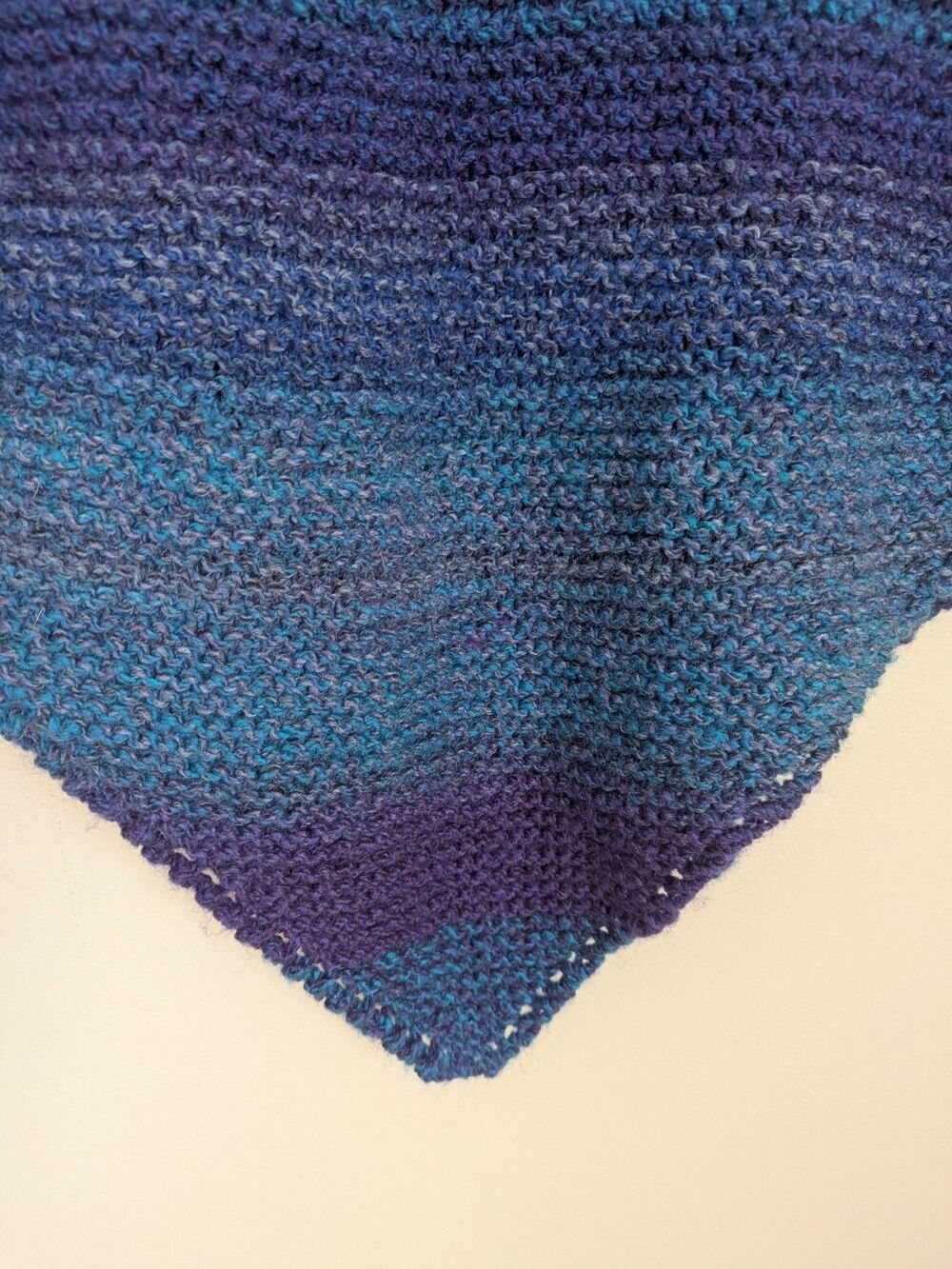 Handmade Crochet Knit Triangle Shawl Poncho Sweater Wrap OS Boho Purple Teal - Picture 4 of 7